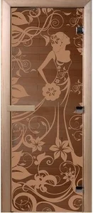Дверь стеклянная бронза "Девушка в цветах" 1,9 х 0,7 м
