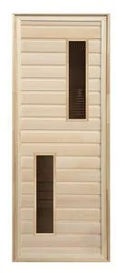 Дверь липа со стеклом 1900 х 700 с коробкой сорт А "Два стекла"