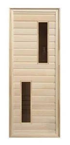 Дверь липа со стеклом 1700 х 700 с коробкой сорт А "Два стекла"